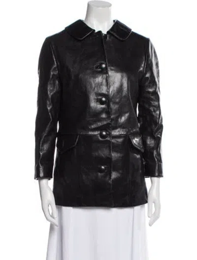 Pre-owned Prada 2025 Goat Leather Jacket In Black