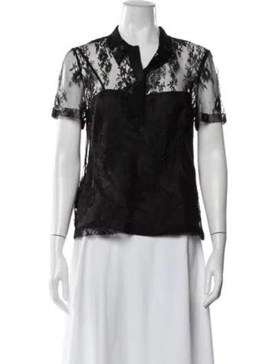 Pre-owned Prada 2025 Lace Blouse In Black