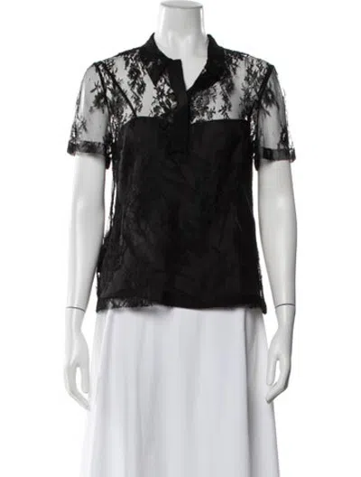 Pre-owned Prada 2025 Lace Blouse In Black