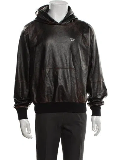 Pre-owned Prada 2025 Lambskin Hoodie In Brown