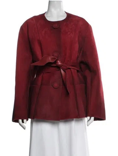 Pre-owned Prada 2025 Lambskin Jacket In Red