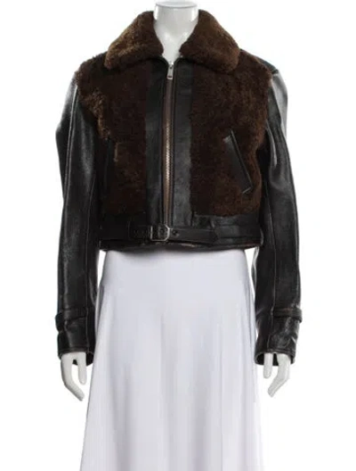 Pre-owned Prada 2025 Leather Biker Jacket In Multi