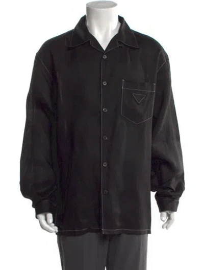 Pre-owned Prada 2025 Linen Shirt In Black