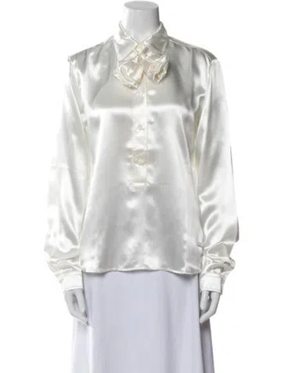 Pre-owned Prada 2025 Long Sleeve Blouse W/ Tags In White