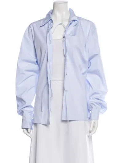 Pre-owned Prada 2025 Long Sleeve Button-up Top In Blue