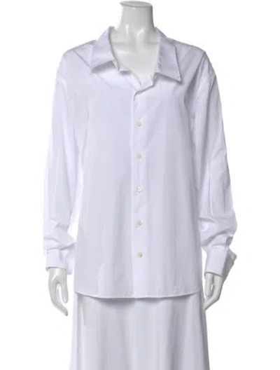 Pre-owned Prada 2025 Long Sleeve Button-up Top In White