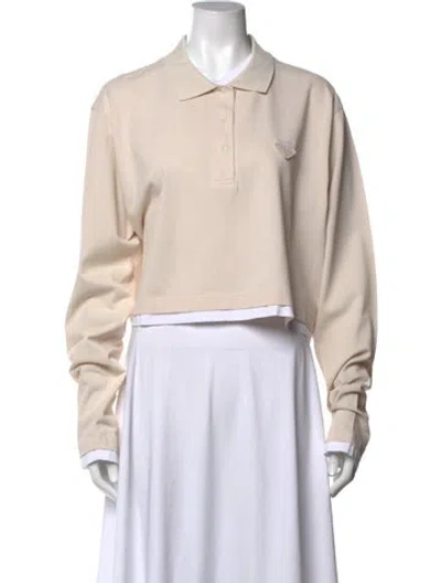 Pre-owned Prada 2025 Long Sleeve Polo W/ Tags In Neutrals