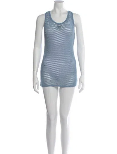 Pre-owned Prada 2025 Mesh Top In Blue