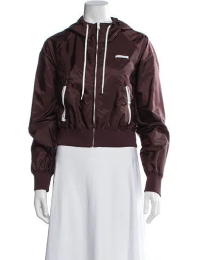 Pre-owned Prada 2025 Nylon Bomber Jacket In Burgundy