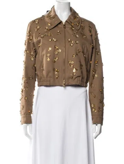 Pre-owned Prada 2025 Patterned Bomber Jacket W/ Tags In Brown