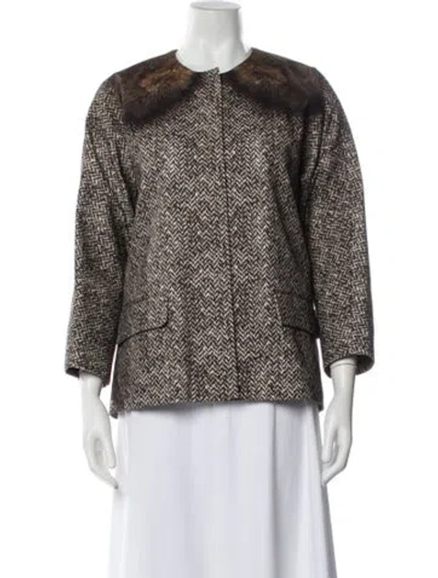 Pre-owned Prada 2025 Printed Jacket In Brown