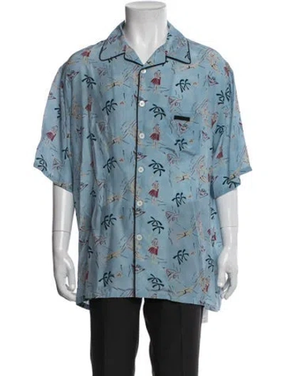 Pre-owned Prada 2025 Printed Shirt In Blue