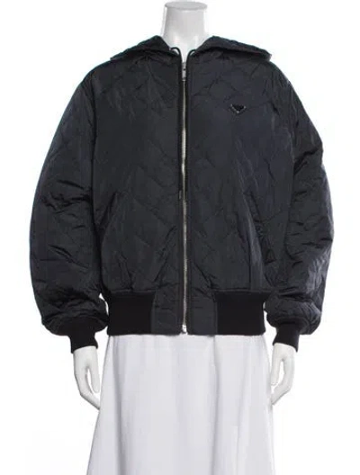 Pre-owned Prada 2025 Re-nylon Bomber Jacket In Blue
