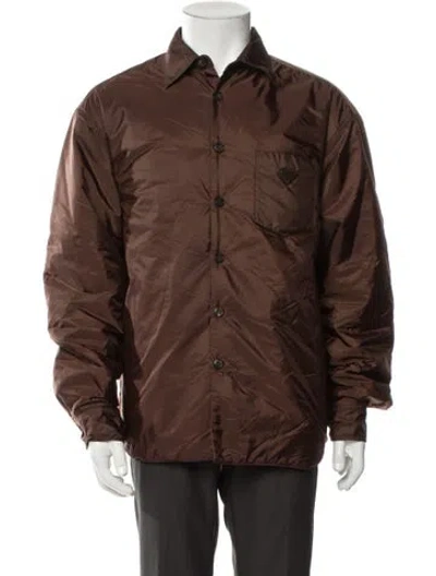 Pre-owned Prada 2025 Re-nylon Utility Jacket In Brown