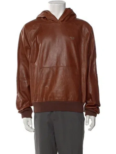Pre-owned Prada 2025 Signature Logo Hoodie In Brown