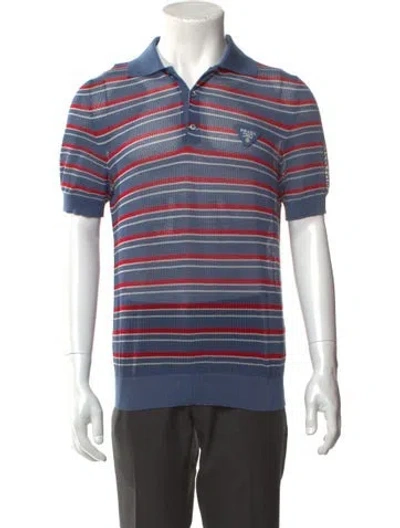 Pre-owned Prada 2025 Silk Polo Sweater W/ Tags In Blue