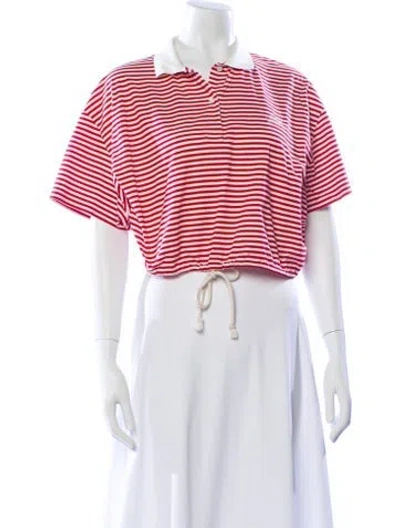 Pre-owned Prada 2025 Striped Crop Top In Red