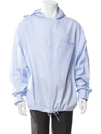 Pre-owned Prada 2025 Striped Hoodie In Blue