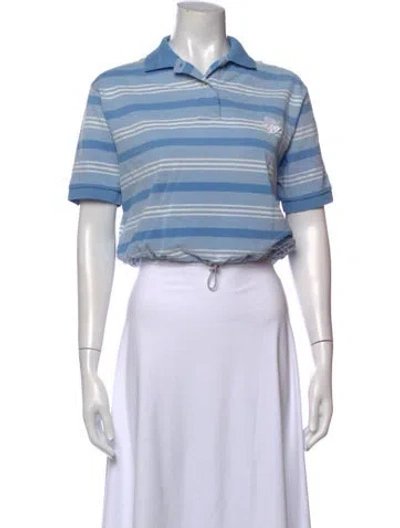 Pre-owned Prada 2025 Striped Polo In Blue