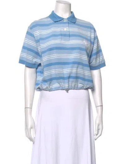 Pre-owned Prada 2025 Striped Polo In Blue