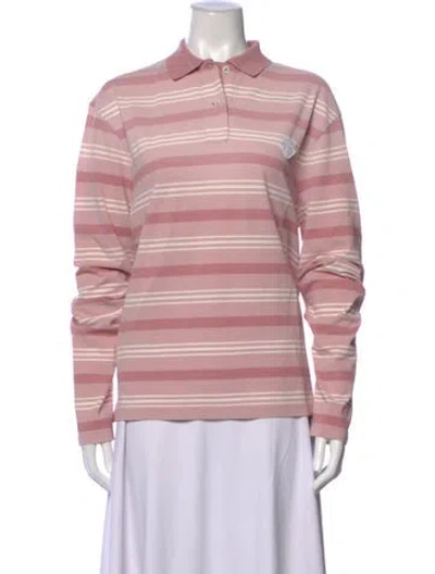 Pre-owned Prada 2025 Striped Polo In Pink