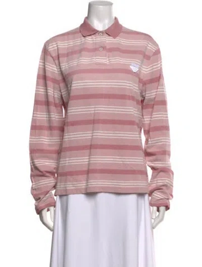 Pre-owned Prada 2025 Striped Polo In Pink