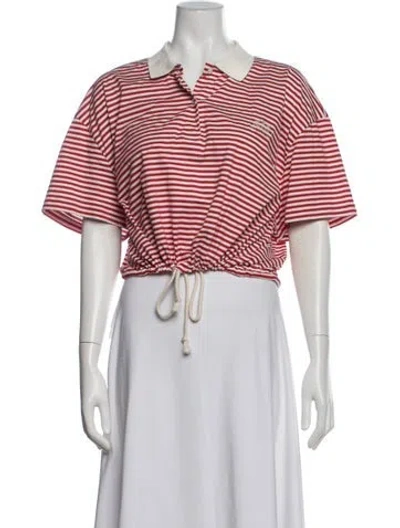 Pre-owned Prada 2025 Striped Polo In Red