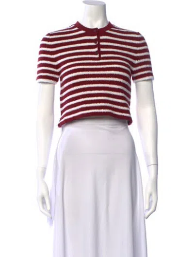 Pre-owned Prada 2025 Striped Polo In Red