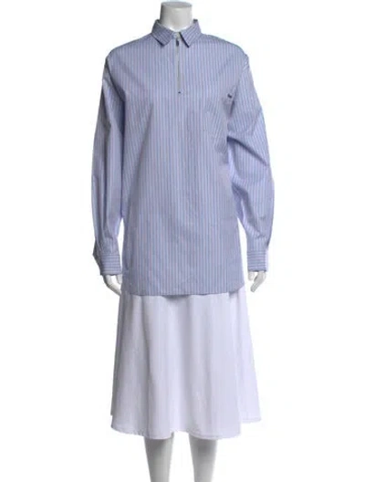 Pre-owned Prada 2025 Striped Polo W/ Tags In Blue
