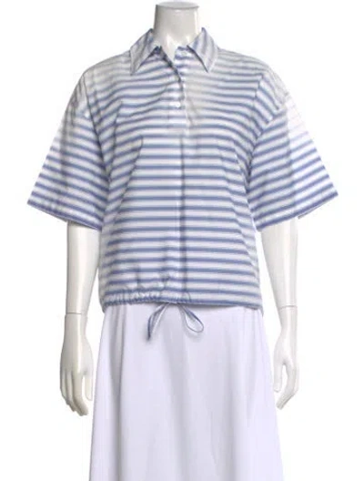 Pre-owned Prada 2025 Striped Polo W/ Tags In White