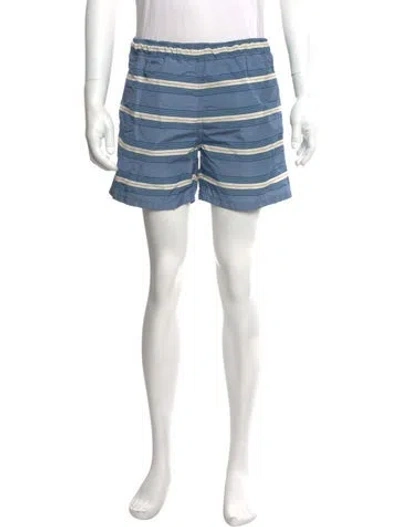 Pre-owned Prada 2025 Striped Swim Trunks In Blue
