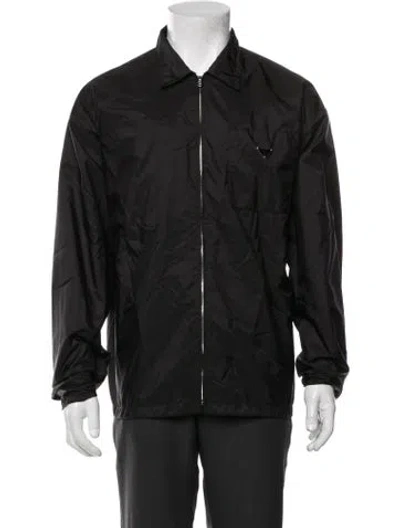 Pre-owned Prada 2025 Tessuto Nylon Windbreaker In Black