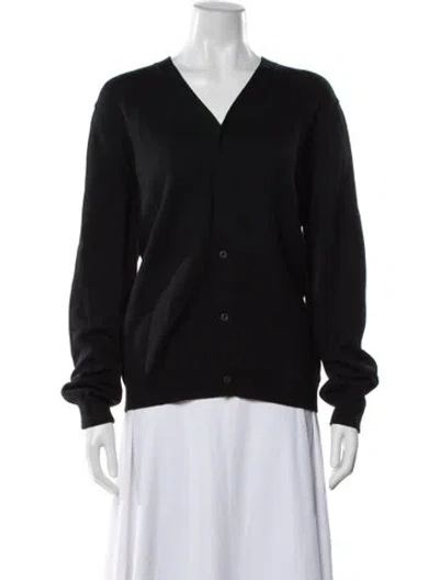 Pre-owned Prada 2025 Virgin Wool Cardigan In Black