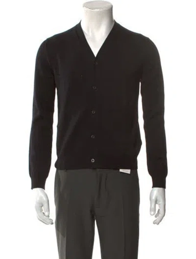 Pre-owned Prada 2025 Virgin Wool Cardigan In Black
