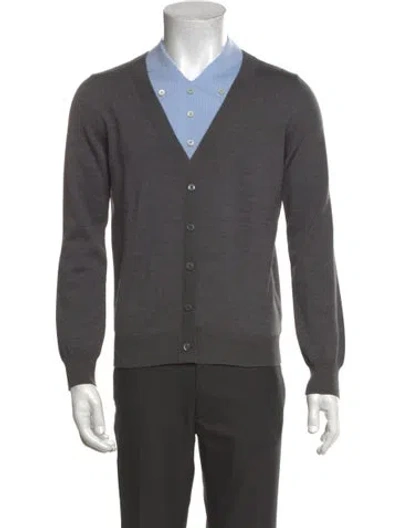 Pre-owned Prada 2025 Virgin Wool Cardigan In Grey