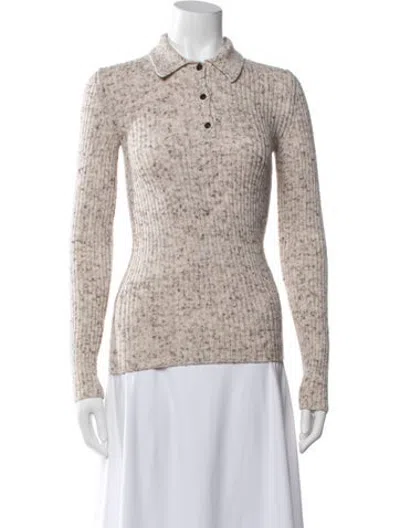 Pre-owned Prada 2025 Virgin Wool Polo In Neutrals