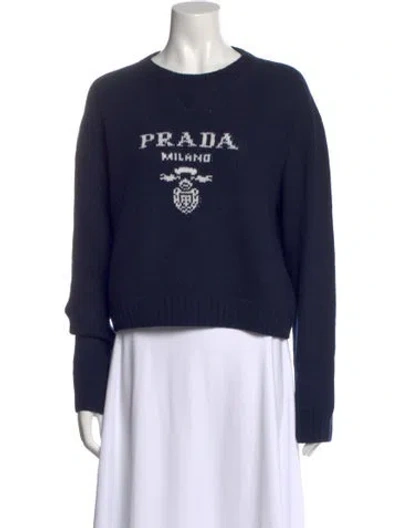 Pre-owned Prada 2025 Virgin Wool Sweater In Blue