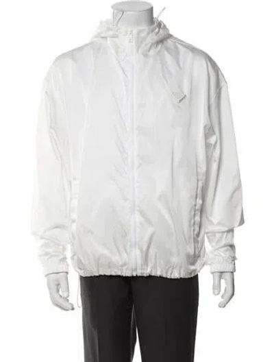 Pre-owned Prada 2026 Enameled Metal Triangle Jacket In Neutrals