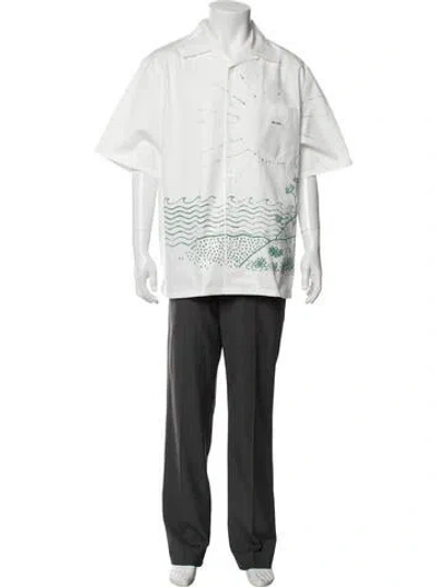 Pre-owned Prada 2026 Graphic Print Shirt W/ Tags In White