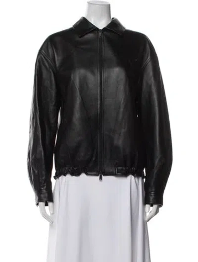 Pre-owned Prada 2026 Leather Biker Jacket In Black