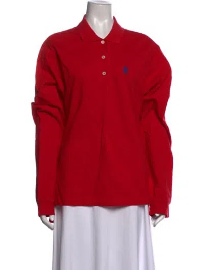 Pre-owned Prada 2026 Long Sleeve Polo In Red