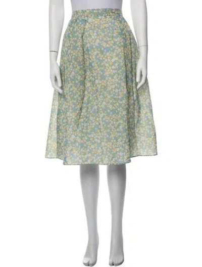 Pre-owned Prada 2026 Midi Length Skirt In Blue/green