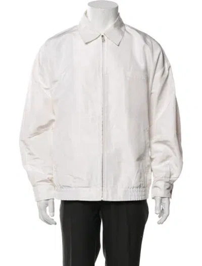 Pre-owned Prada 2026 Silk Bomber Jacket In White