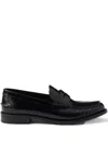 Prada 20mm Brushed-leather Band Loafers In Black