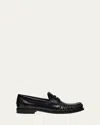 Prada 20mm Leather Moc-toe Penny Loafers In Black