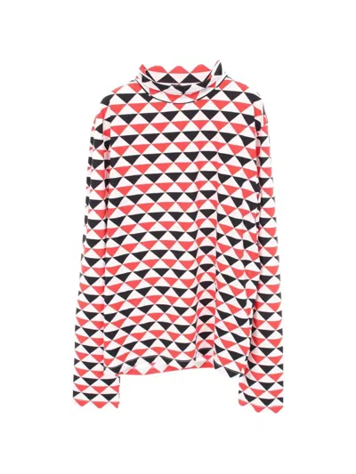 Pre-owned Prada 20s Geometric-print Roll-neck Sweater In White