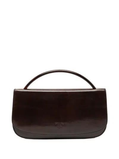 Pre-owned Prada 20th Century Spazzolato Acrylic Top Handle Bag Handbag In Brown