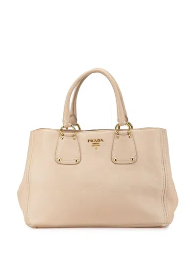 Pre-owned Prada 20th Century Vitello Daino Satchel In Brown