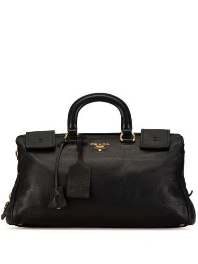 Pre-owned Prada 21st Century Cervo Satchel In Black