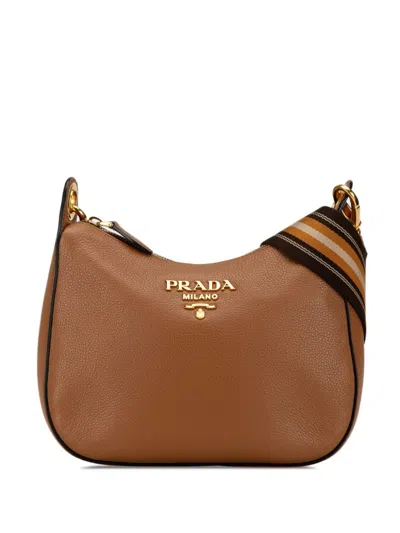 Pre-owned Prada 21th Century Vitello Phenix Crossbody Bag In Brown